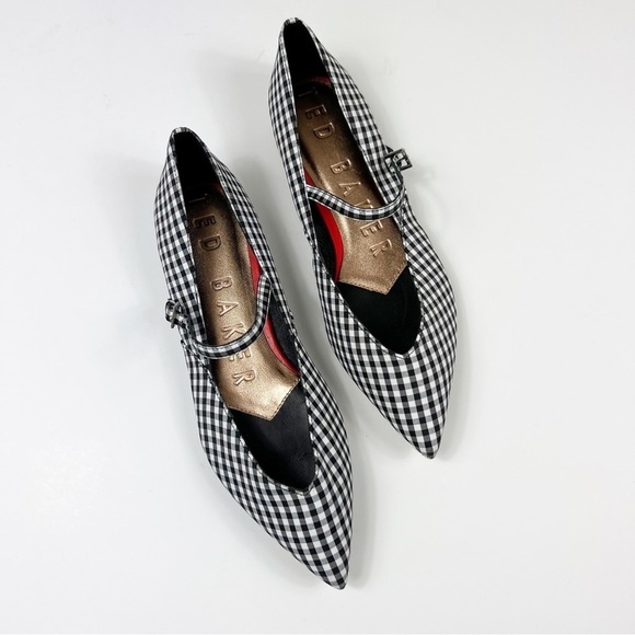 Ted Baker Shoes - Ted Baker Hujig Gingham Mary Jane Flats
Pointed Toe Size 40.5 NEW